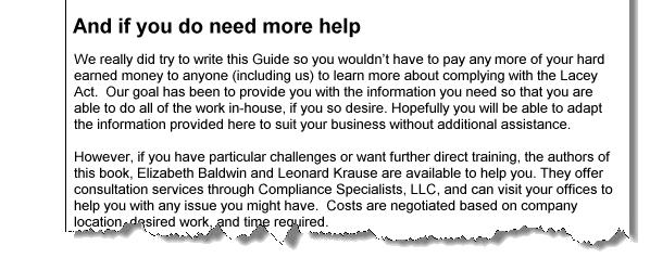 If you need more help with Lacey Compliance, please contact us.